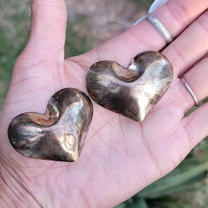 Vintage HTF RARE Kalibre 1985 925 sterling silver puffy heart large earrings